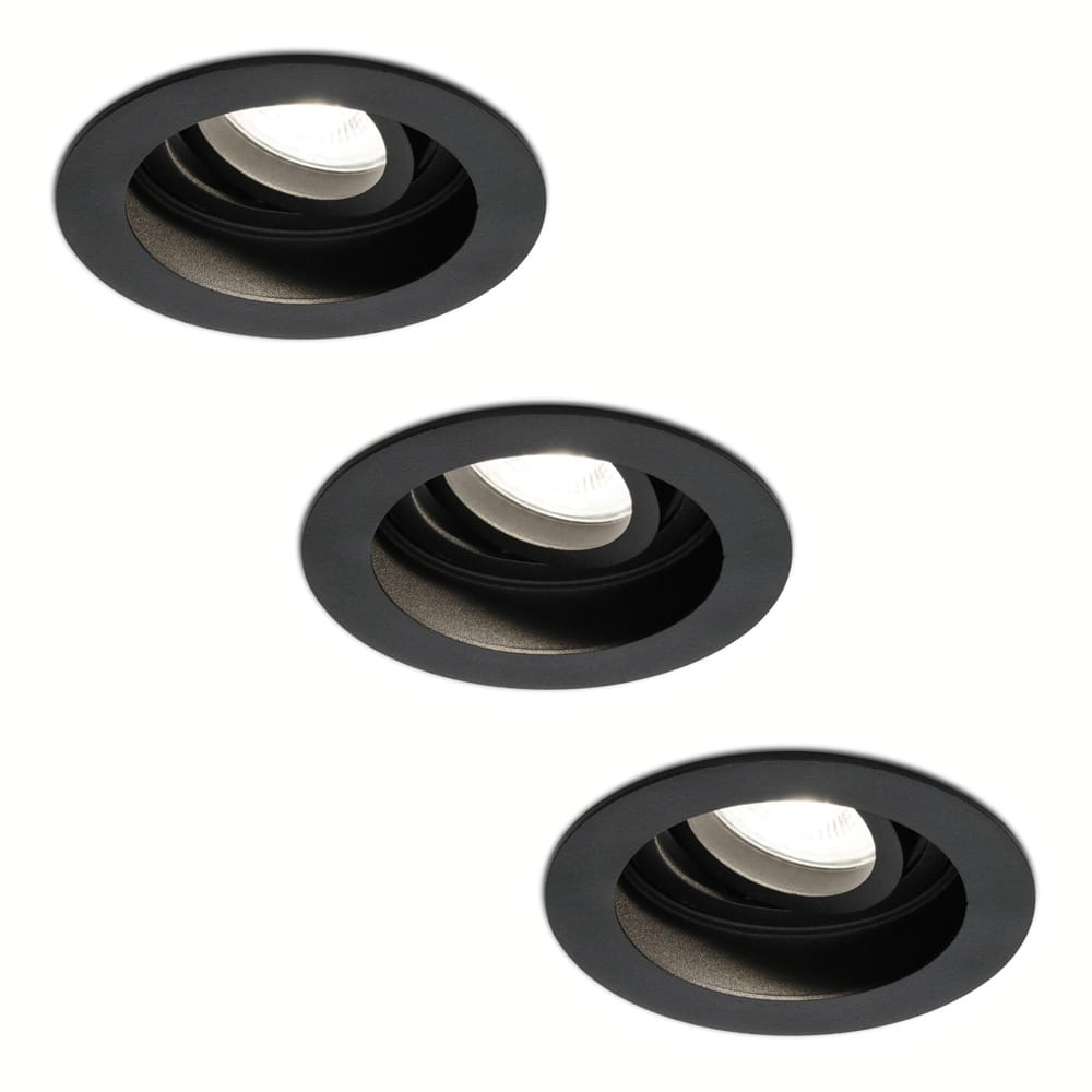 Set van 3 Laredo LED inbouwspots - GU10 5 Watt 400 lumen - 4000K neutraal wit - Dimbaar - verzonken - Rond - Kantelbaar - IP20 Voor binnen - Zwart afbeelding