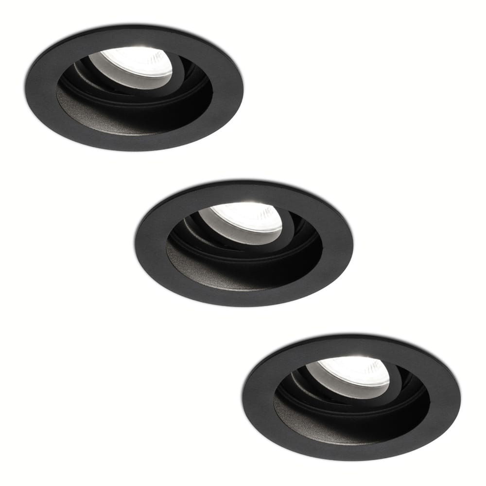 Set van 3 Laredo LED inbouwspots - GU10 4 Watt 345 Lumen - 6500K daglicht wit - Dimbaar - verzonken - Rond - Kantelbaar - IP20 Voor binnen - Zwart afbeelding 1