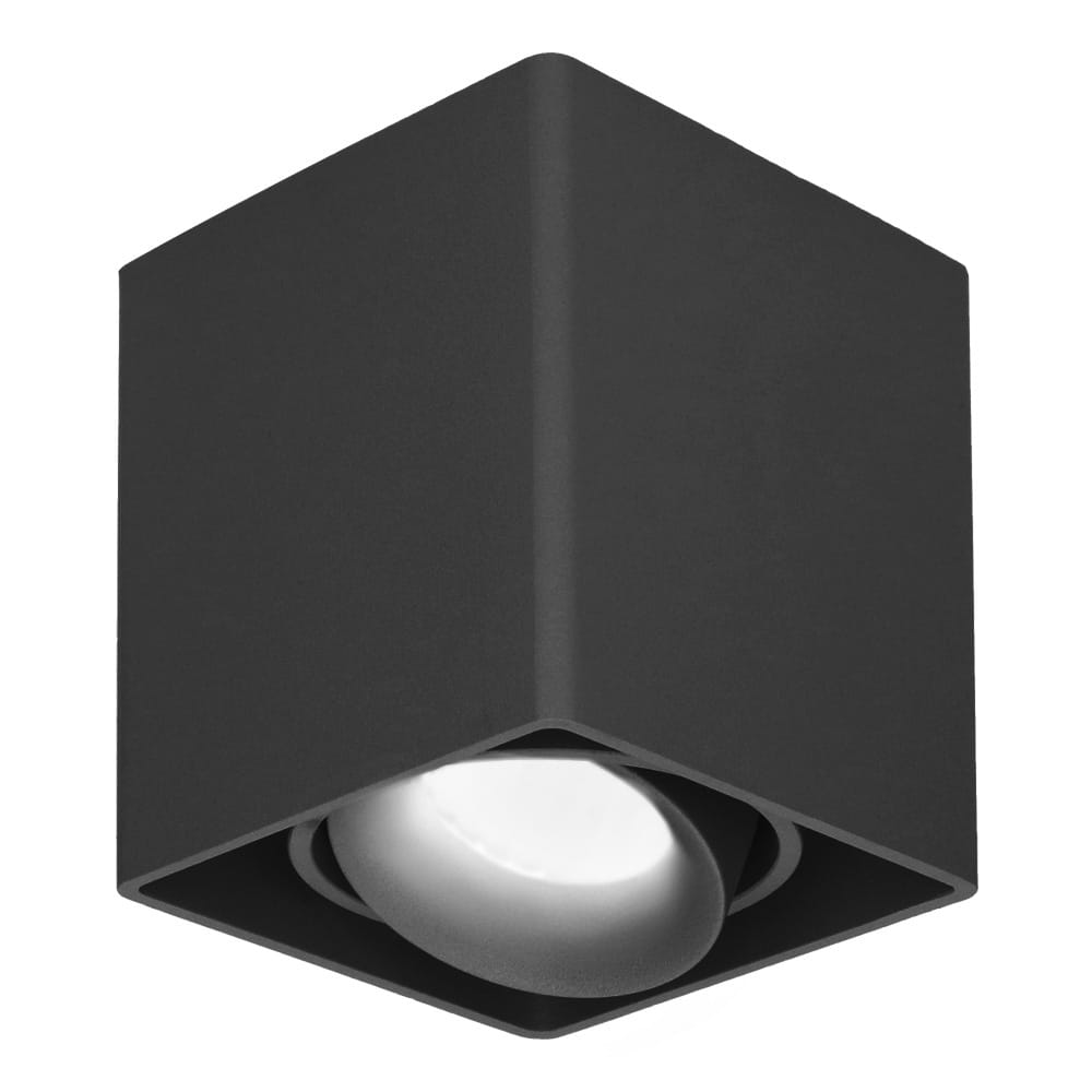 Esto LED Opbouwspot - Vierkant - Kantelbaar - Dimbaar - 4000K neutraal wit - 5 Watt 400 lumen - GU10 - Plafondspot - Voor binnen - Vervangbare afdekring - Zwart afbeelding