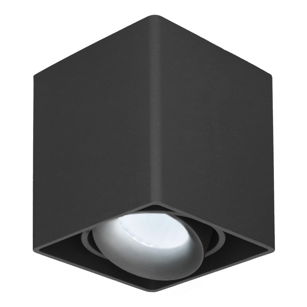Esto LED Opbouwspot - Vierkant - Kantelbaar - Dimbaar - 6000K daglicht wit - 5 Watt 400 lumen - GU10 - Plafondspot - Voor binnen - Vervangbare afdekring - Zwart afbeelding