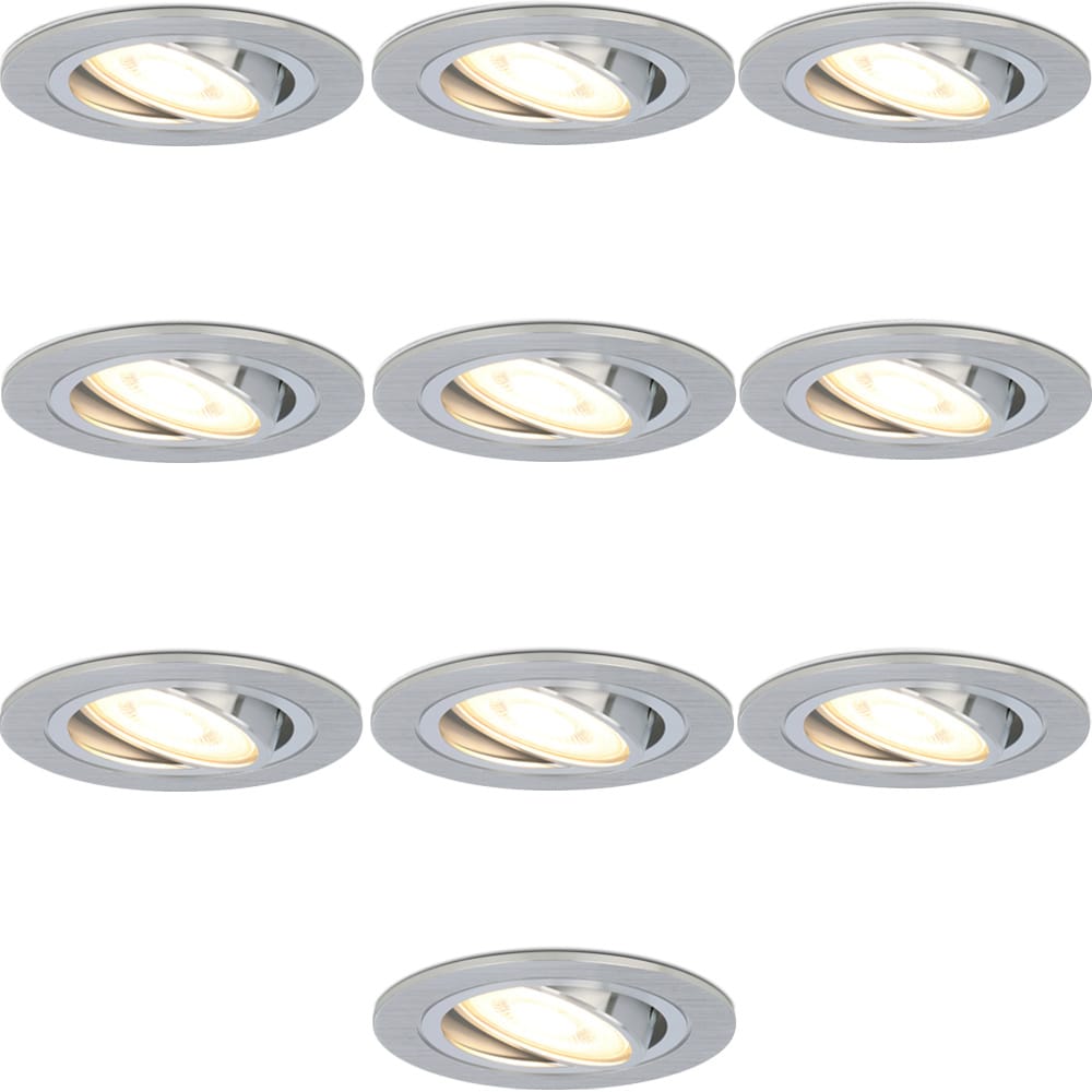 Set van 10 Chandler LED inbouwspots - 5W 400lm - GU10 - 2700K warm wit - Dimbaar - Rond - Kantelbaar