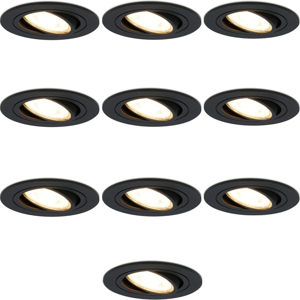 10x Miro LED inbouwspot - GU10 4 Watt 345 Lumen - 2700K Warm wit - Dimbaar - Rond - Kantelbaar - IP2