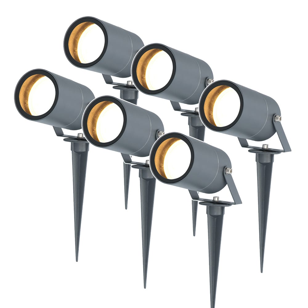 Set van 6 Spikey LED prikspots - GU10 5 Watt 400 lumen - Dimbaar - Kantelbaar - 4000K neutraal wit - IP65 waterdicht - Antraciet - Tuinspots - Pinspots afbeelding