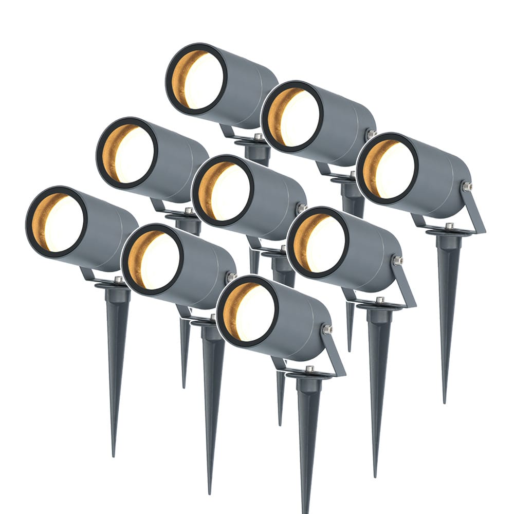 Set van 9 Spikey LED prikspots - GU10 5 Watt 400 lumen - Dimbaar - Kantelbaar - 4000K neutraal wit - IP65 waterdicht - Antraciet - Tuinspots - Pinspots afbeelding