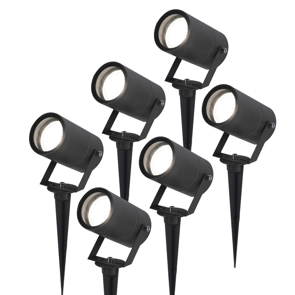 Set van 6 Spikey LED prikspots - GU10 5 Watt 400 lumen - Dimbaar - Kantelbaar - 6000K daglicht wit - IP65 waterdicht - Zwart - Tuinspots - Pinspots afbeelding