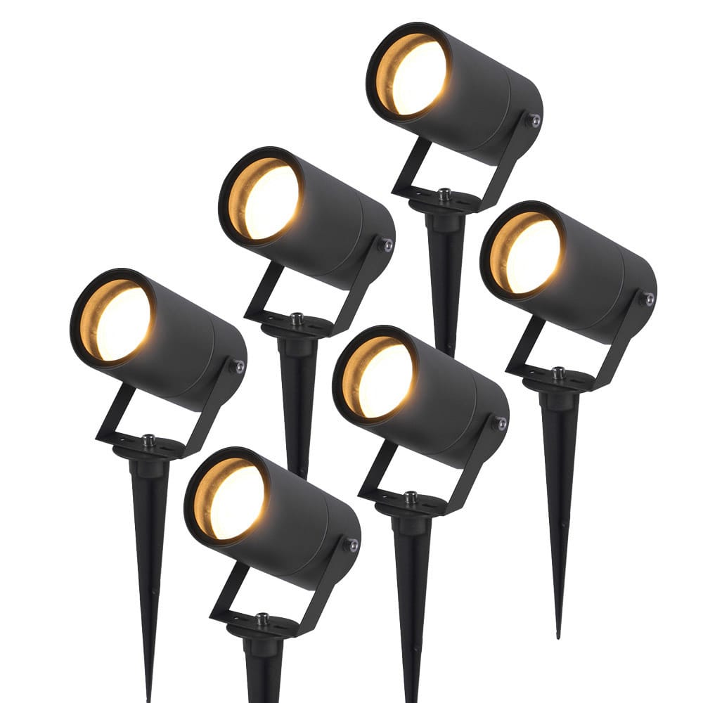 Set van 6 Spikey LED prikspots - GU10 5 Watt 400 lumen - Dimbaar - Kantelbaar - 4000K neutraal wit - IP65 waterdicht - Zwart - Tuinspots - Pinspots afbeelding