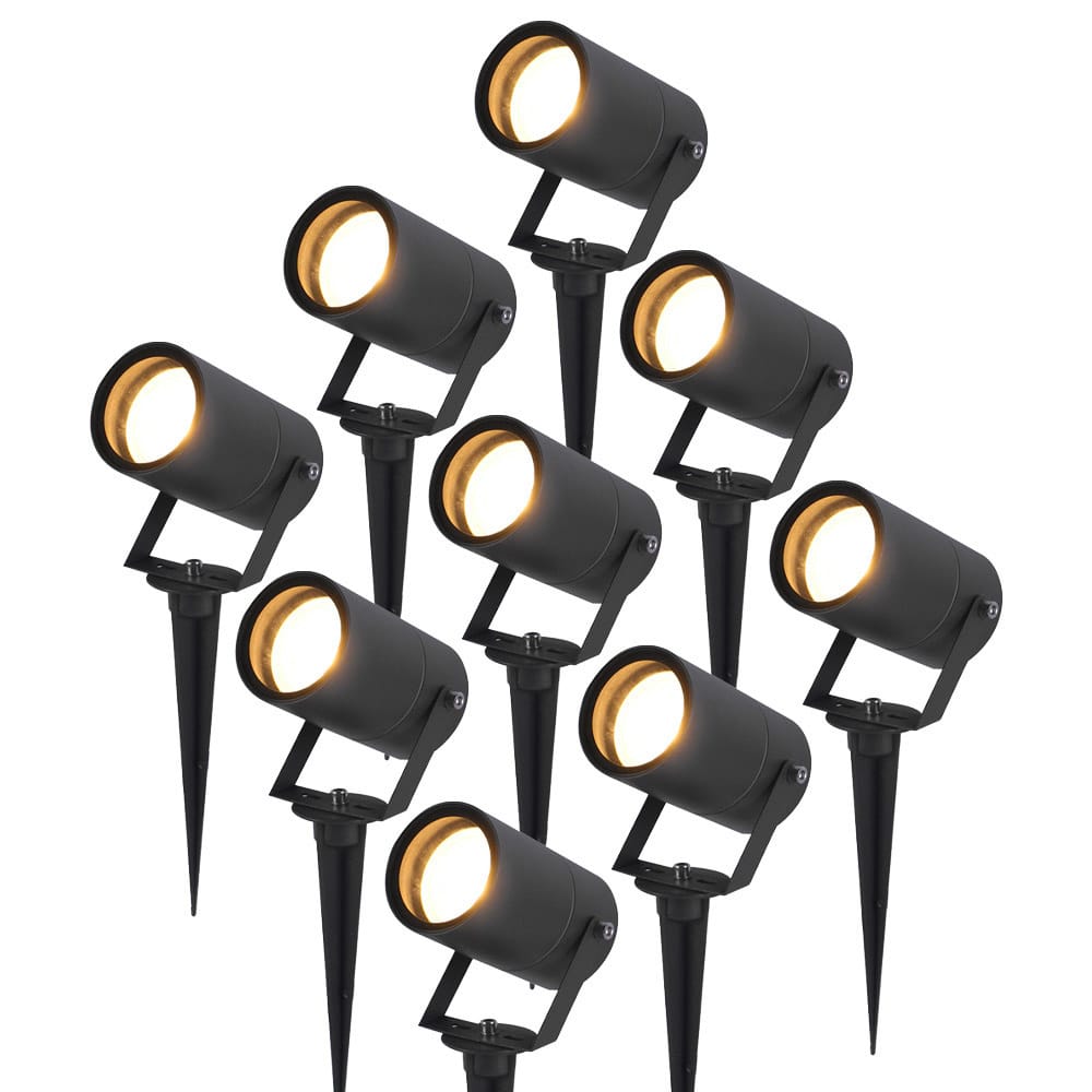 Set van 9 Spikey LED prikspots - GU10 5 Watt 400 lumen - Dimbaar - Kantelbaar - 4000K neutraal wit - IP65 waterdicht - Zwart - Tuinspots - Pinspots afbeelding