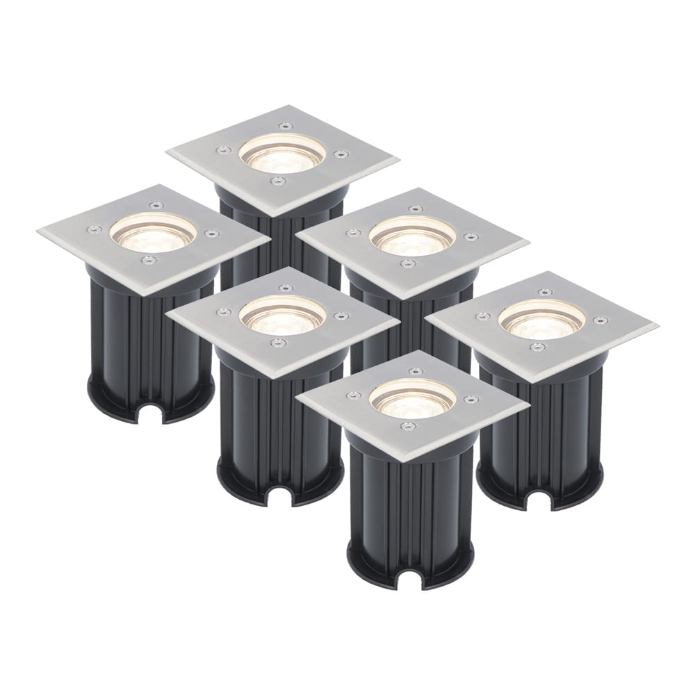 Set van 6 LED Grondspots vierkant buiten - Dimbaar - GU10 - 4000K neutraal wit - 4 Watt 345 Lumen - Tuinspot - Oprit - RVS - IP64 Waterdicht afbeelding
