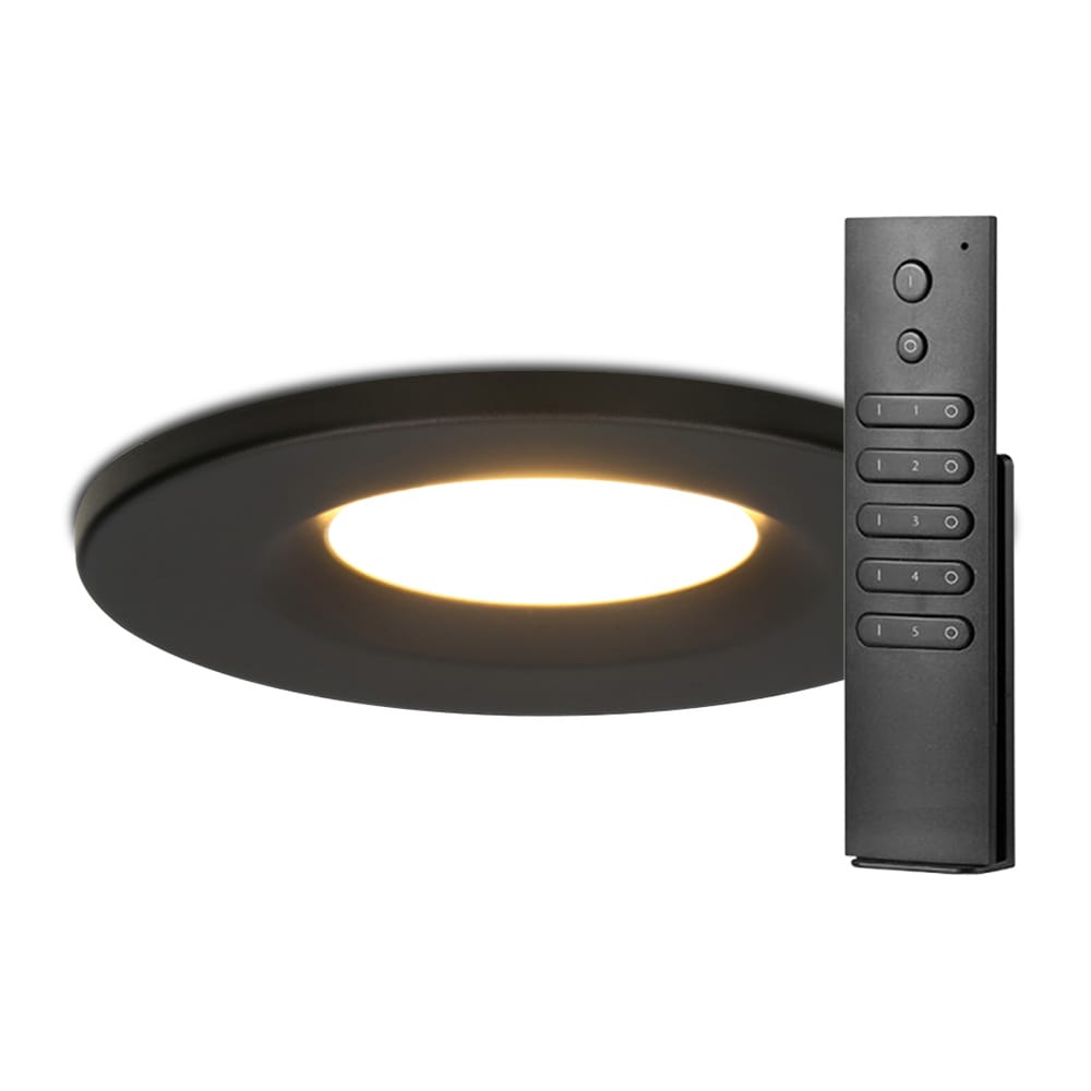 Set van 6 stuks dimbare LED inbouwspots zwart Venezia 6 Watt 2700K IP65 incl. afstandsbediening