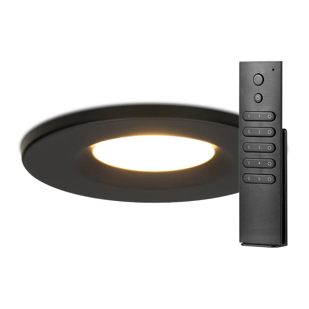Set van 10 stuks dimbare LED inbouwspots zwart Venezia 6 Watt 2700K IP65 incl. afstandsbediening