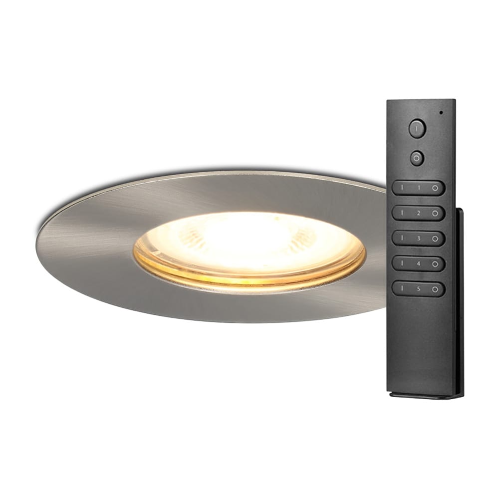 8x Bari inbouwspots - RVS - Dimbaar - GU10 - 4 Watt 345 lumen - 2700K Warm wit - IP65 Waterdicht - met dimmer en afstandsbediening - Badkamer en woonkamer afbeelding