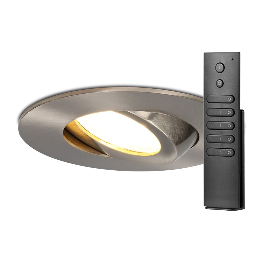 10x Napels inbouwspot - RVS - Dimbaar - 360° Kantelbaar - 39mm inbouwdiepte - 8 Watt 570 lumen - 2700K warm wit - IP65 waterdicht - met dimmer en afstandsbediening afbeelding