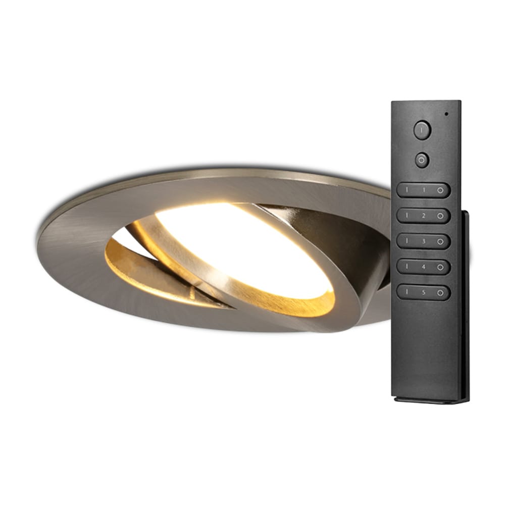20x LED inbouwspots Rome - RVS - 6 Watt 500 lumen - Kantelbaar - Dimbaar - 2700K warm wit - IP44 Waterdicht - Inclusief afstandsbediening - Geringe inbouwdiepte afbeelding