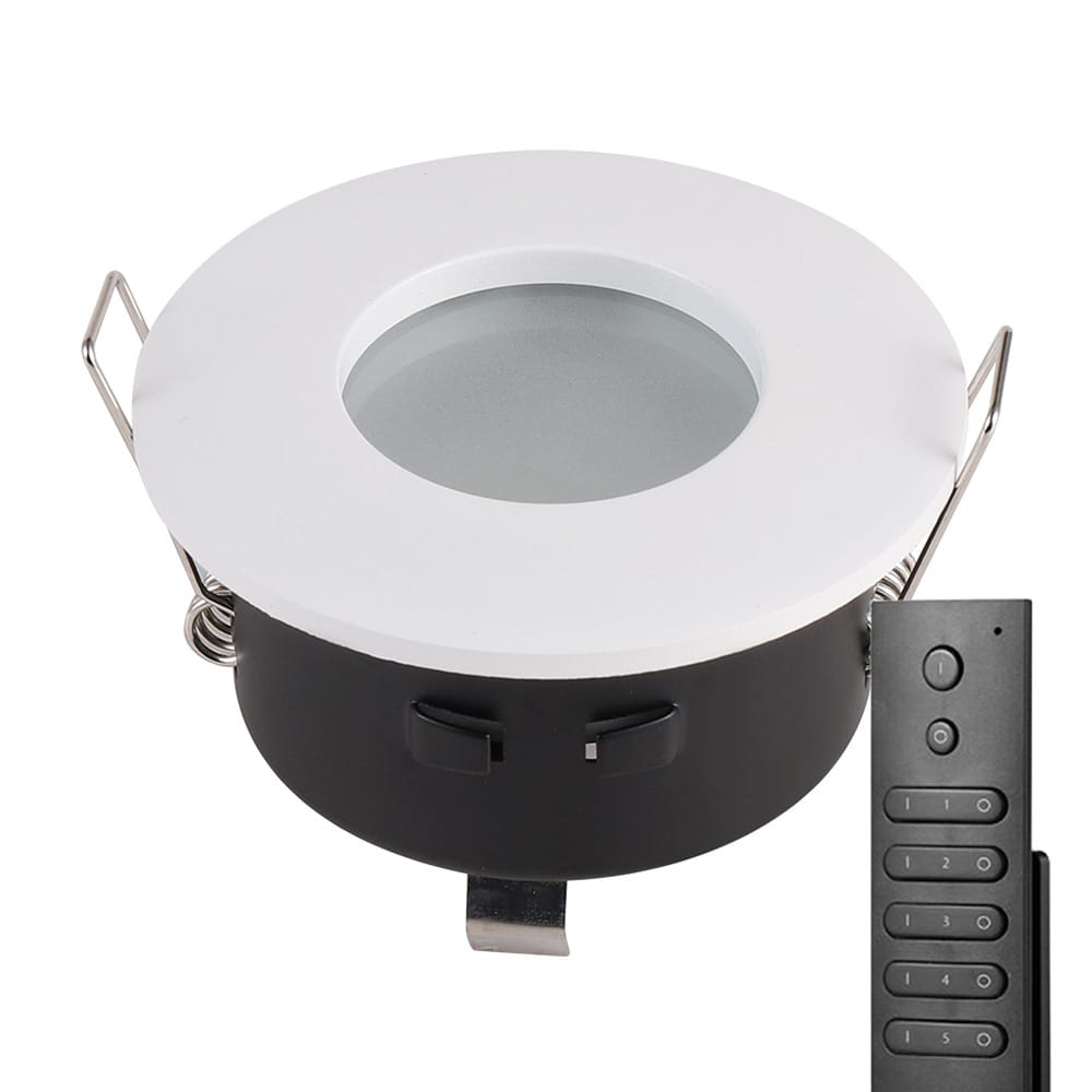 8x LED inbouwspots Barcelona - Wit - 4 Watt 345 lumen - 2700K warm wit - IP44 waterdicht - GU10 - Dimbaar - met dimmer en afstandsbediening - Voor badkamer afbeelding