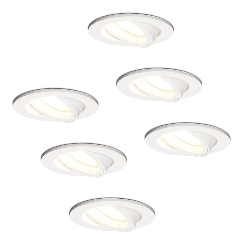 Set van 6 Dublin LED inbouwspot - 5 Watt 400 Lumen - 4000K Neutraal wit - GU10 - Dimbaar - Rond - Kantelbaar - IP20 waterdicht - Wit afbeelding