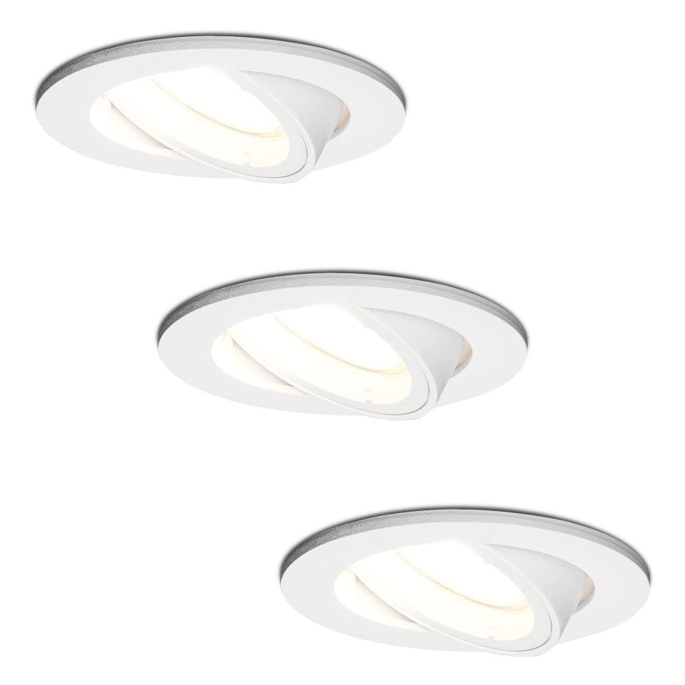 Set van 3 Dublin LED inbouwspot - 5 Watt 400 Lumen - 6000K Daglicht wit - GU10 - Dimbaar - Rond - Kantelbaar - IP20 waterdicht - Wit afbeelding