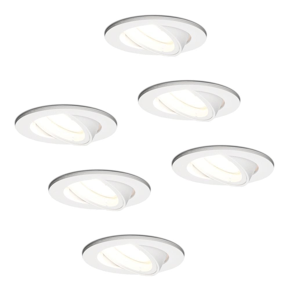 Set van 6 Dublin LED inbouwspot - 5 Watt 400 Lumen - 6000K Daglicht wit - GU10 - Dimbaar - Rond - Kantelbaar - IP20 waterdicht - Wit afbeelding