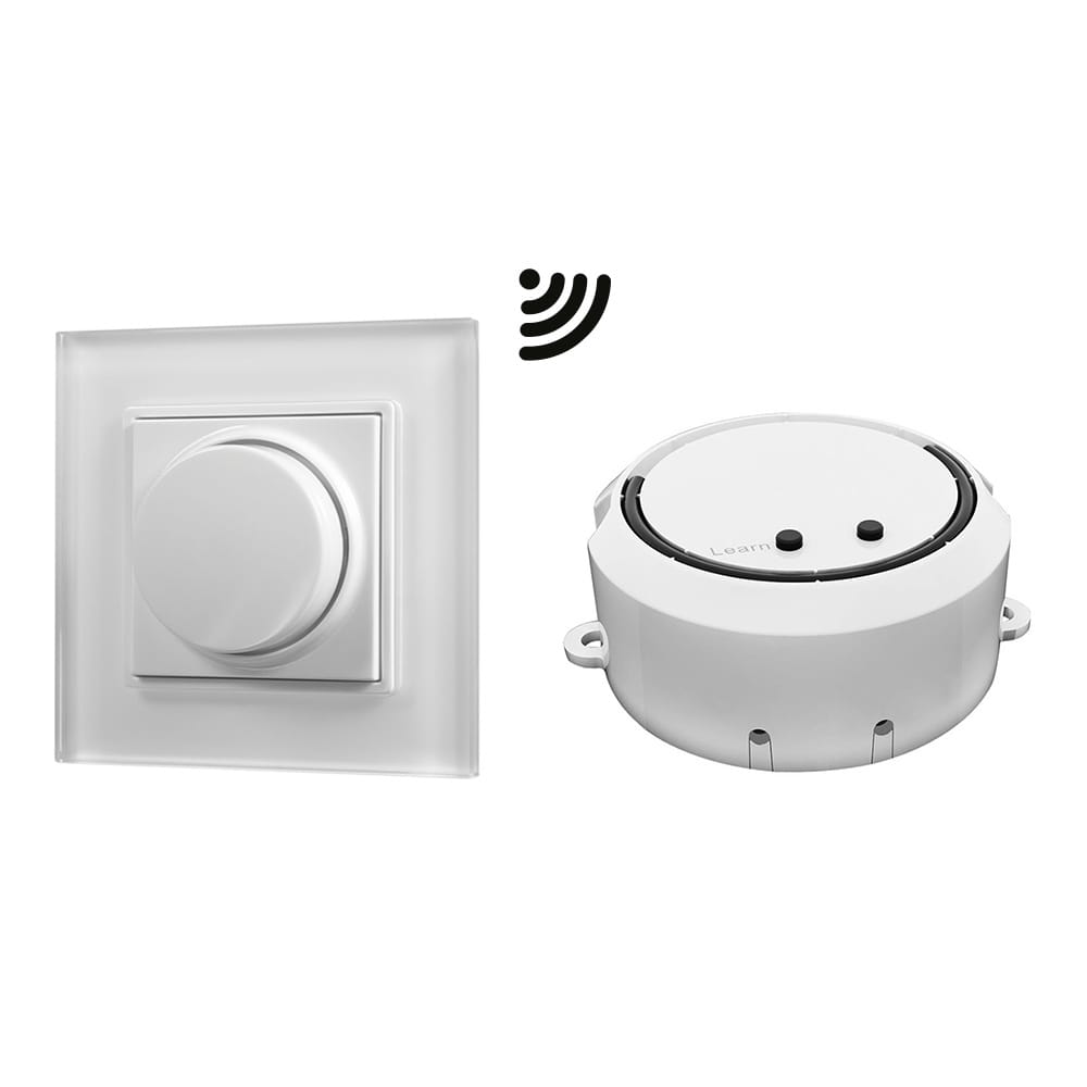 Opbouw LED dimmer/ontvanger - Draadloos - Incl. wit frame en draaiknop - Smart memory - Maximaal 100 Watt afbeelding