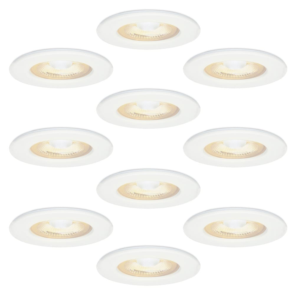 Set van 10 Nola - LED inbouwspots - lage inbouwdiepte (49mm) - 5 Watt 480Lumen - 2700K Warm wit - Dimbaar - Rond - IP65 waterdicht voor binnen, buiten en badkamer - Wit afbeelding