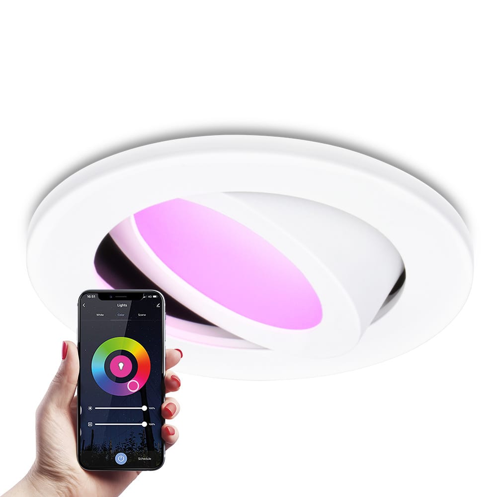 Vienna - Smart inbouwspot - IP65 waterdicht - 6 Watt 450 Lumen - Wifi + Bluetooth - RGBWW - GU10 - Google Home, Amazon Alexa en Siri - Voor binnen, buiten en badkamer - Wit afbeelding