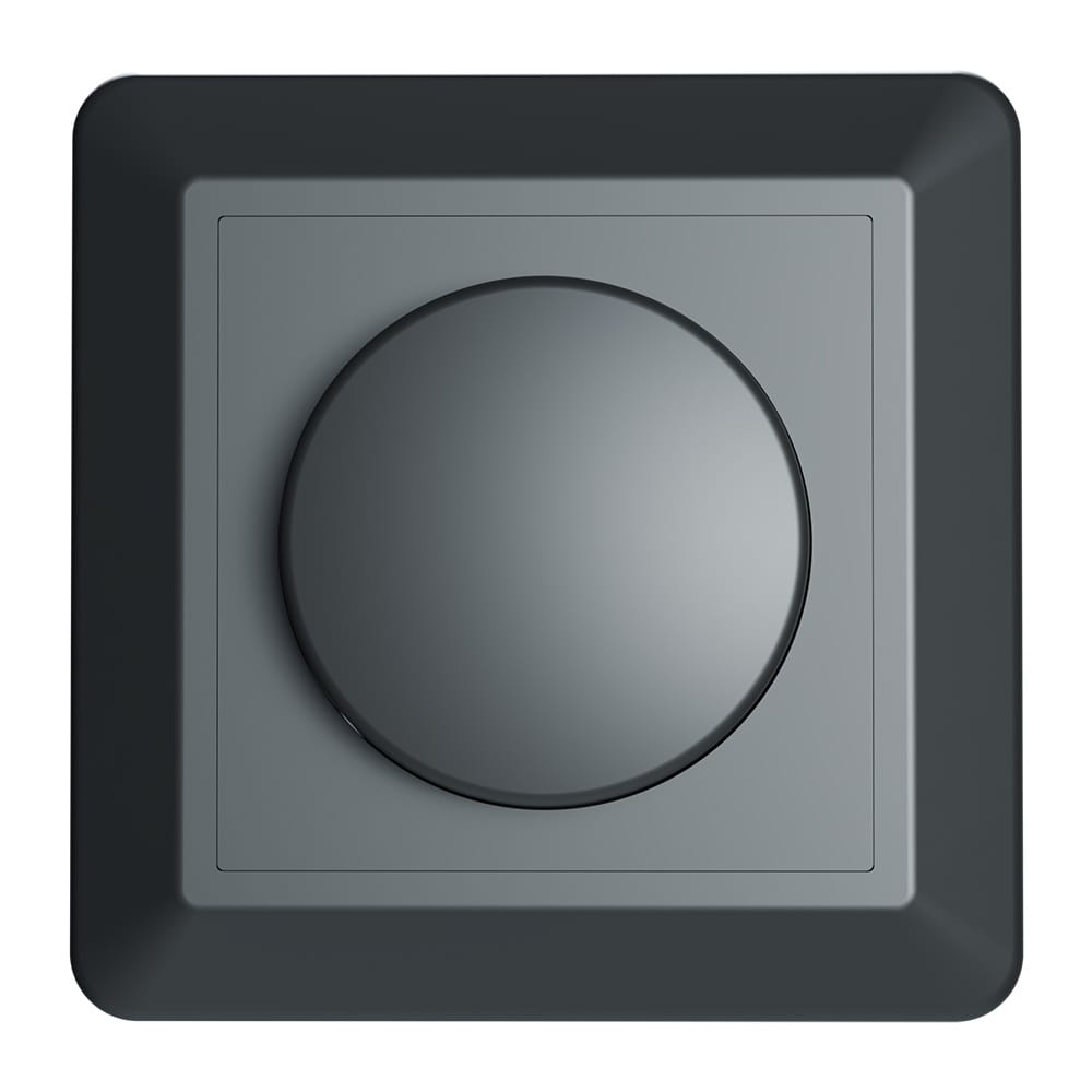 Afdekmateriaal met dimmerknop - Geschikt voor LED Dimmers - Incl. centraalplaat en raamwerk - Druk/draaischakelaar - Mat zwart afbeelding