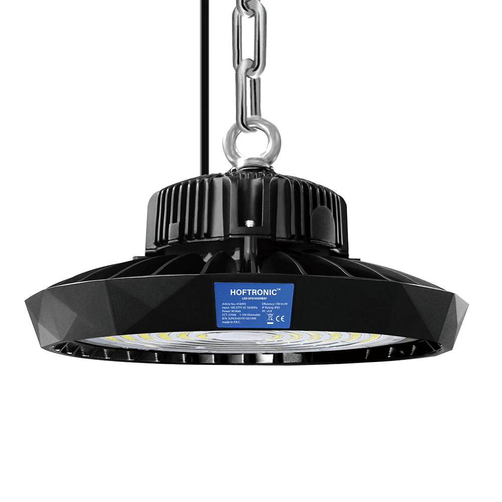 Saturn LED High Bay - Dimbaar - 90 Watt 17.100 lumen (190lm/W) - 5700K daglicht wit - 120° - IP65 waterdicht - Energielabel A - Bridgelux LED&apos;s afbeelding
