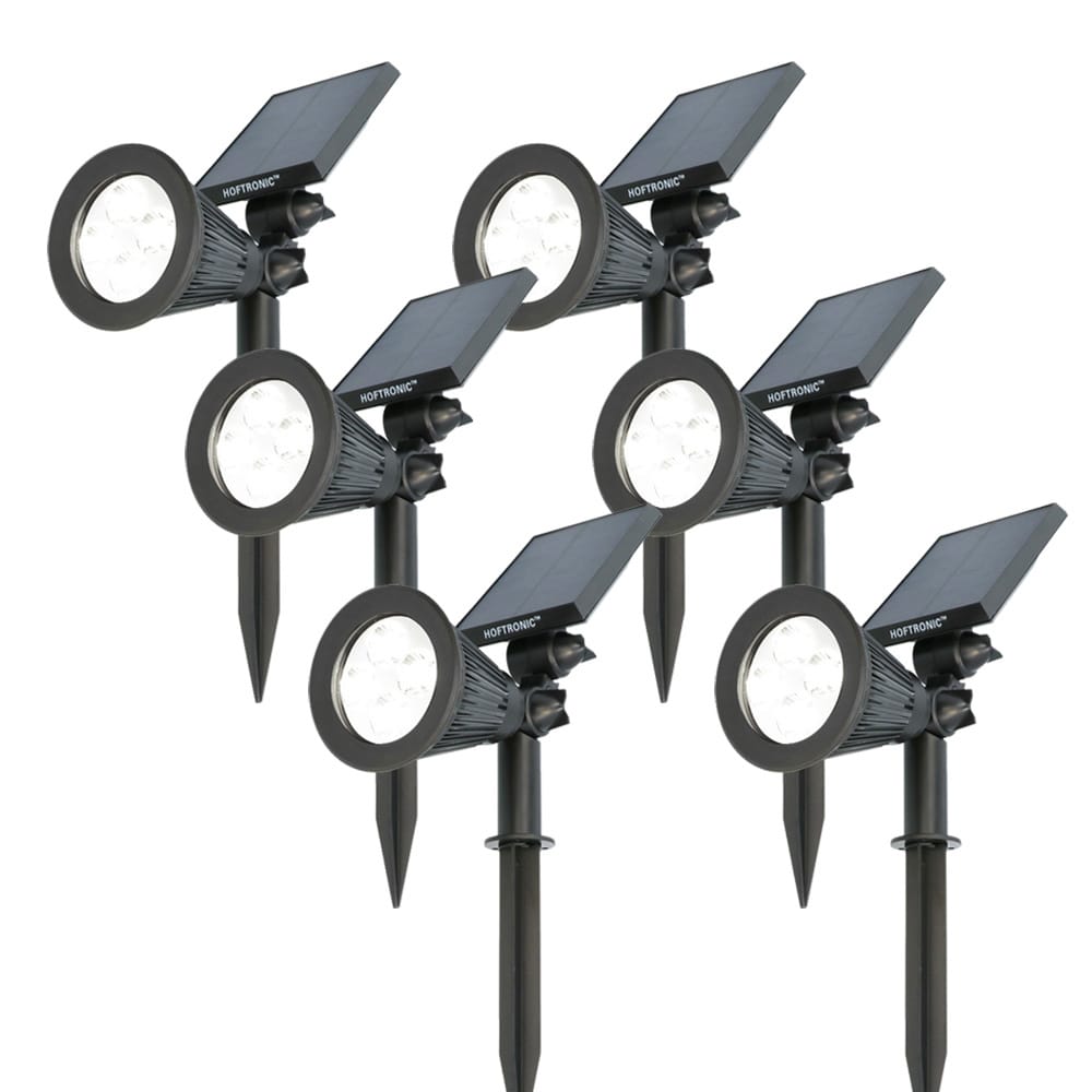 Set van 6 Bend solar prikspots - Incl. Schemerschakelaar - 6000K koud wit - 2 lichtstanden - 200lm - 6-9 uur brandtijd - Kantelbaar en richtbaar - IP65 waterdicht afbeelding 1