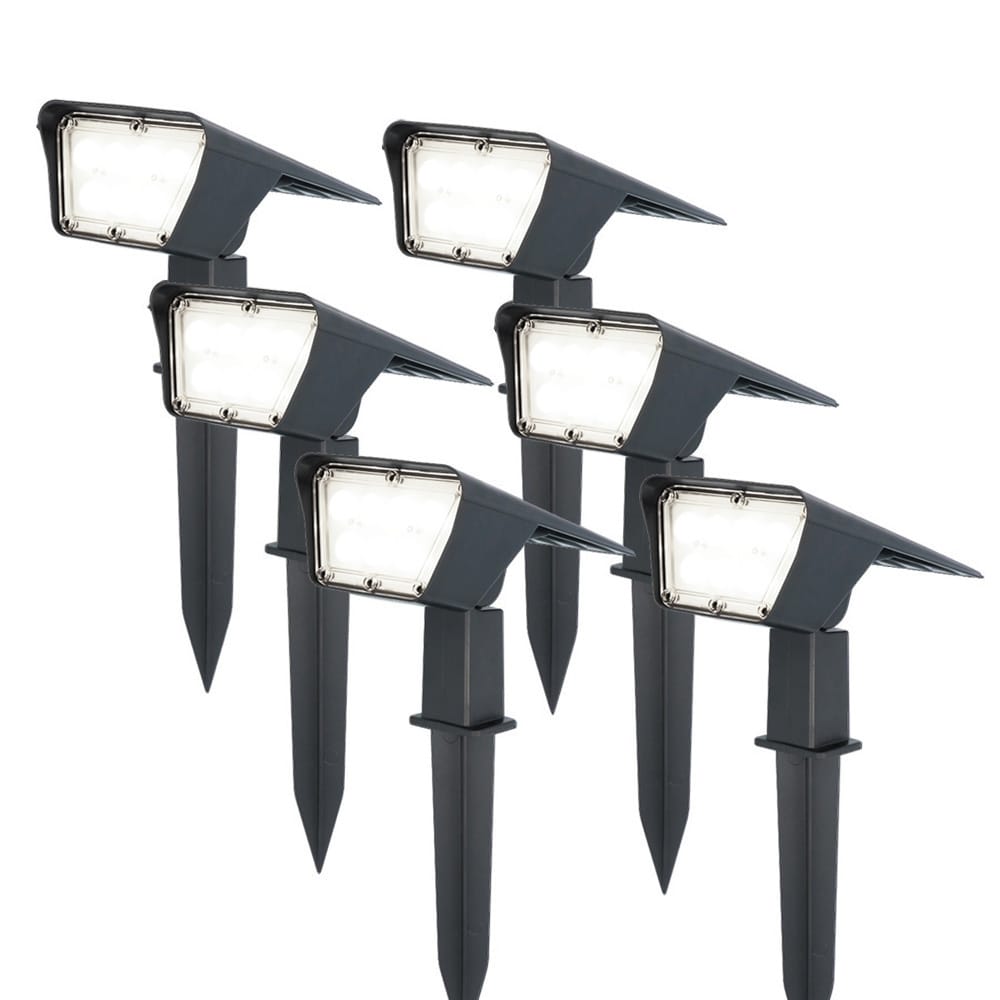 Set van 6 Odessa solar prikspots - Incl. Schemerschakelaar - 6000K daglicht wit - 2 lichtstanden - 300 lumen - 6-12 uur brandtijd - Kantelbaar - IP65 waterdicht afbeelding