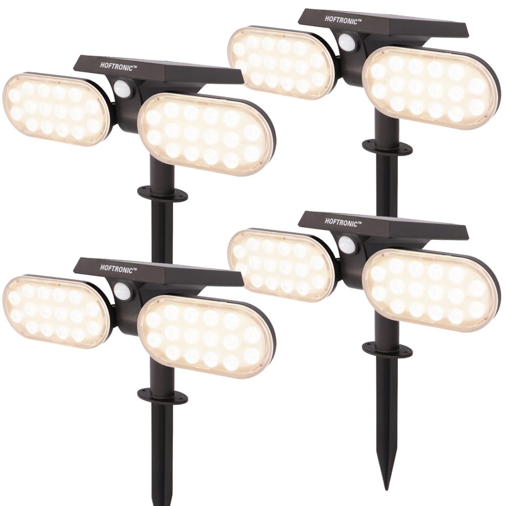 Set van 4 Pato - Solar prikspot - Bewegingssensor en schemerschakelaar - PIR - 3000K Warm wit - 2 lichtstanden - 300 Lumen - 6-12 uur brandtijd - IP65 waterdicht - Tuinspot afbeelding 1