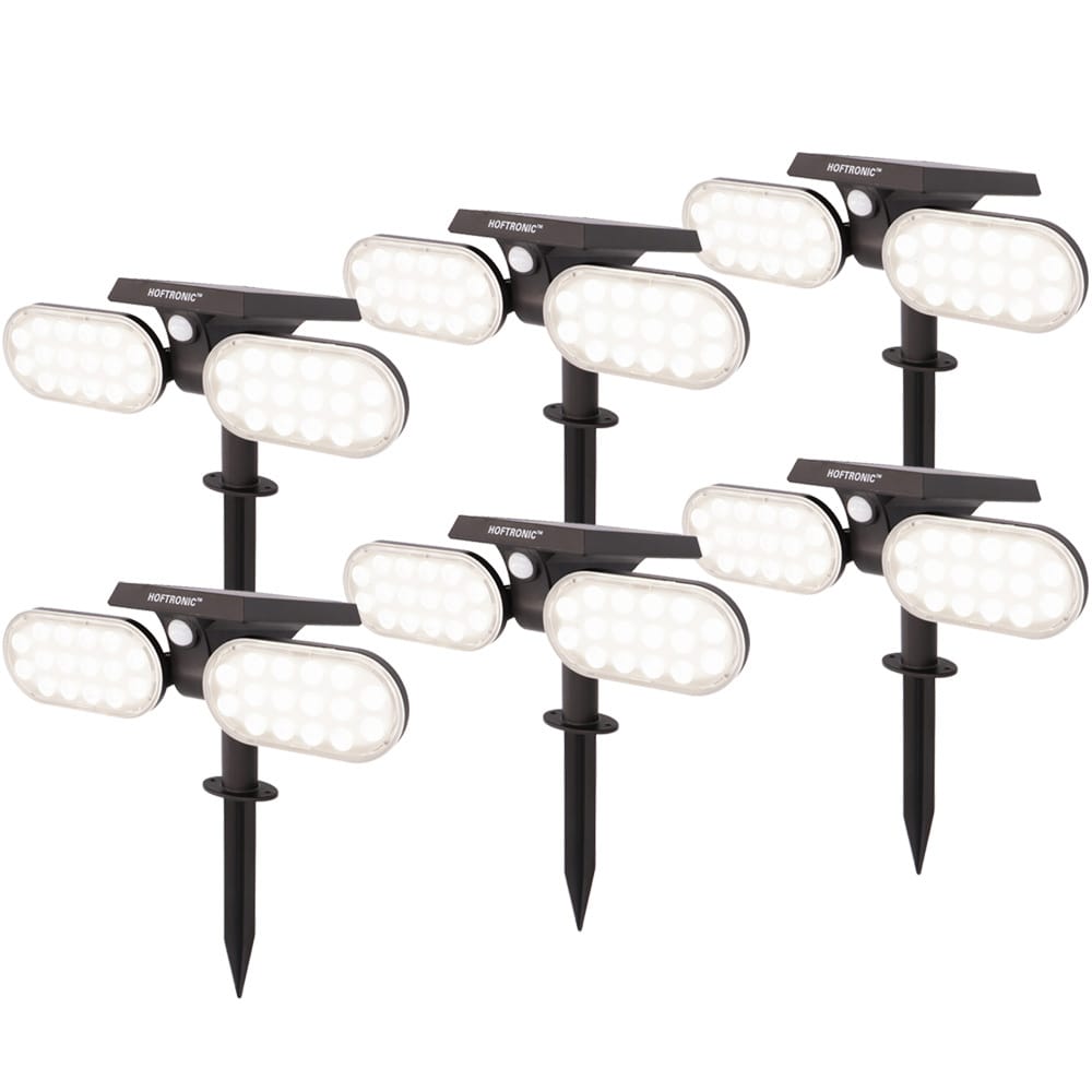 Set van 6 Pato - Solar prikspot - Bewegingssensor en schemerschakelaar - PIR - 6000K Daglicht wit - 2 lichtstanden - 300 Lumen - 6-12 uur brandtijd - IP65 waterdicht - Tuinspot afbeelding 1