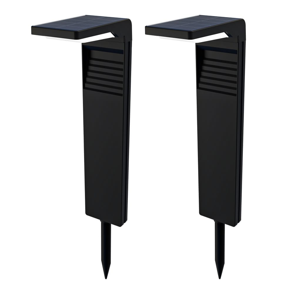 Set van 2 Maine Solar padverlichting prikspot Geschikt voor buiten IP65 Sfeervol 3000K warm wit licht 2 lichtstanden Zwart 2 jaar garantie Sokkellamp