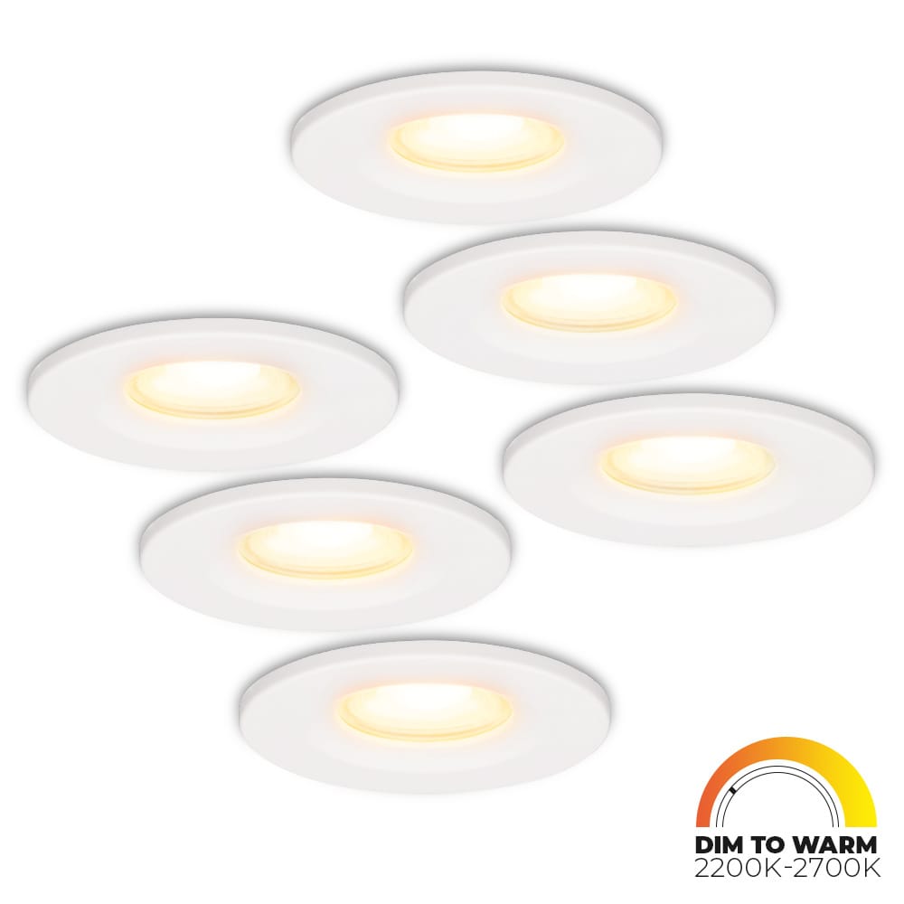 Set van 6 Venezia LED inbouwspots 6 Watt 460lm Dim to warm Rond Dimbaar IP65 waterdicht Wit Voor binnen, buiten en badkamer