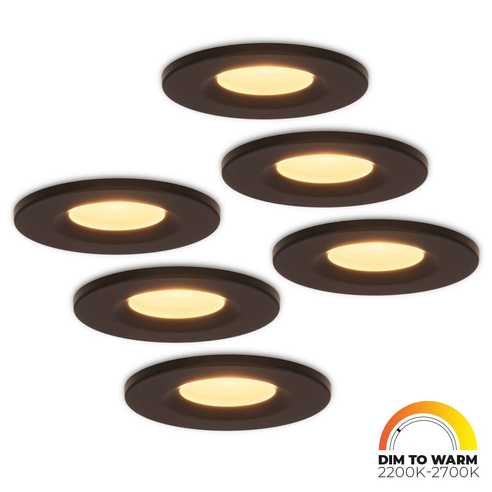 Set van 6 Venezia LED inbouwspots - 6 Watt 460lm - Dim to warm - Rond - Dimbaar - IP65 waterdicht - Zwart - Voor binnen, buiten en badkamer afbeelding