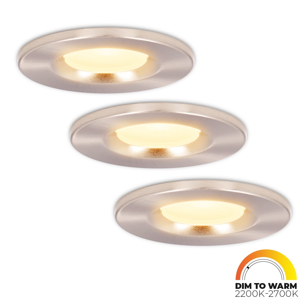 Set van 3 Venezia LED inbouwspots - 6 Watt 460lm - Dim to warm - Rond - Dimbaar - IP65 waterdicht - RVS - Voor binnen, buiten en badkamer afbeelding