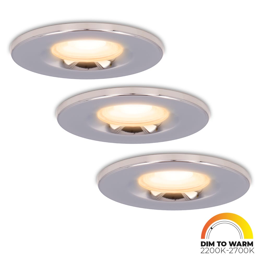 Set van 3 Venezia LED inbouwspots - 6 Watt 460lm - Dim to warm - Rond - Dimbaar - IP65 waterdicht - Chrome - Voor binnen, buiten en badkamer afbeelding