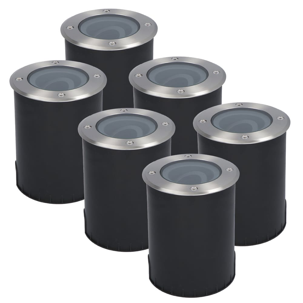 Set van 6 Lilly LED Grondspots - Dimbaar - Kantelbaar - GU10 fitting - Rond - IK10 - Tuinspot - Oprit - RVS - IP67 waterdicht afbeelding