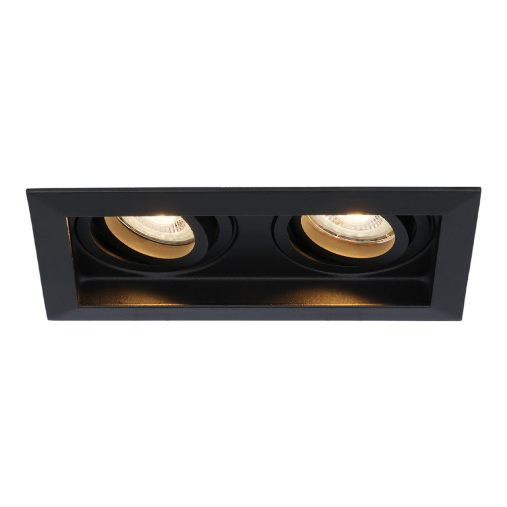 Durham Dubbel LED inbouwspot vierkant - 8 watt 690 lumen - 2700K Warm wit - GU10 - Dimbaar Kantelbaar - Voor binnen - Zwart afbeelding