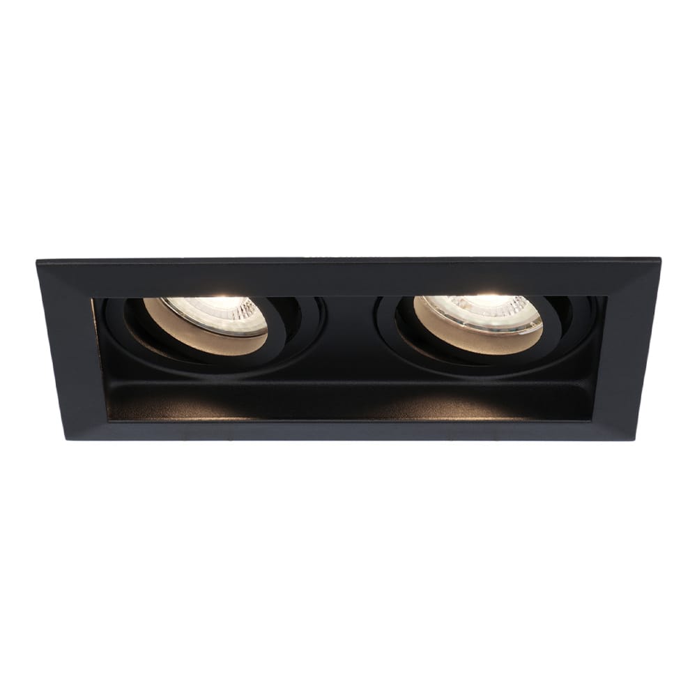Durham Dubbel LED inbouwspot vierkant - 10 Watt 800 lumen - 4000K neutraal wit - GU10 - Dimbaar Kantelbaar - Voor binnen - Zwart afbeelding
