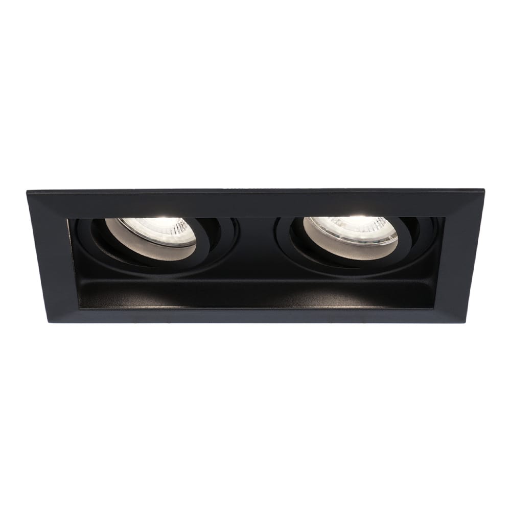 Durham Dubbel LED inbouwspot vierkant - 10 Watt 800 lumen - 6000K daglicht wit - GU10 - Dimbaar Kantelbaar - Voor binnen - Zwart afbeelding