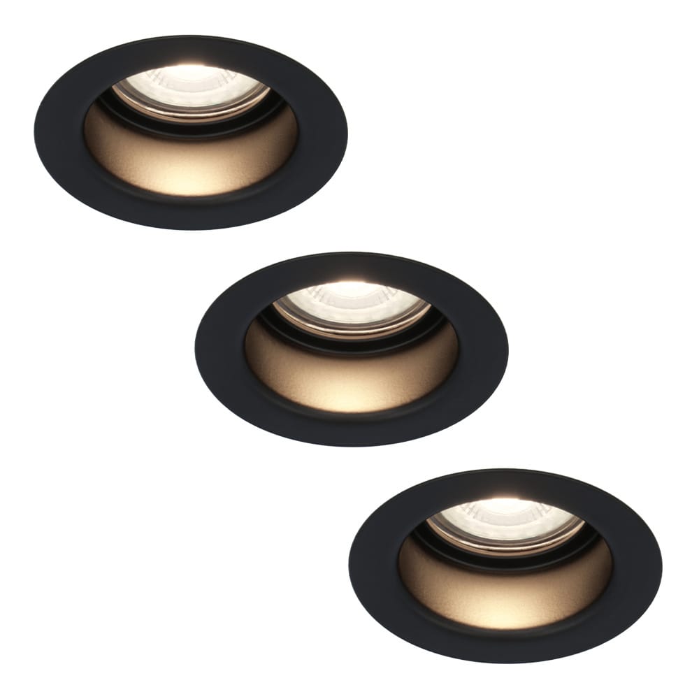 Set van 3 Mari LED inbouwspots verzonken - 5 Watt 400 lumen - 4000K neutraal wit - GU10 - Dimbaar - Rond - IP65 waterdicht - Zwart - Anti-glare afbeelding