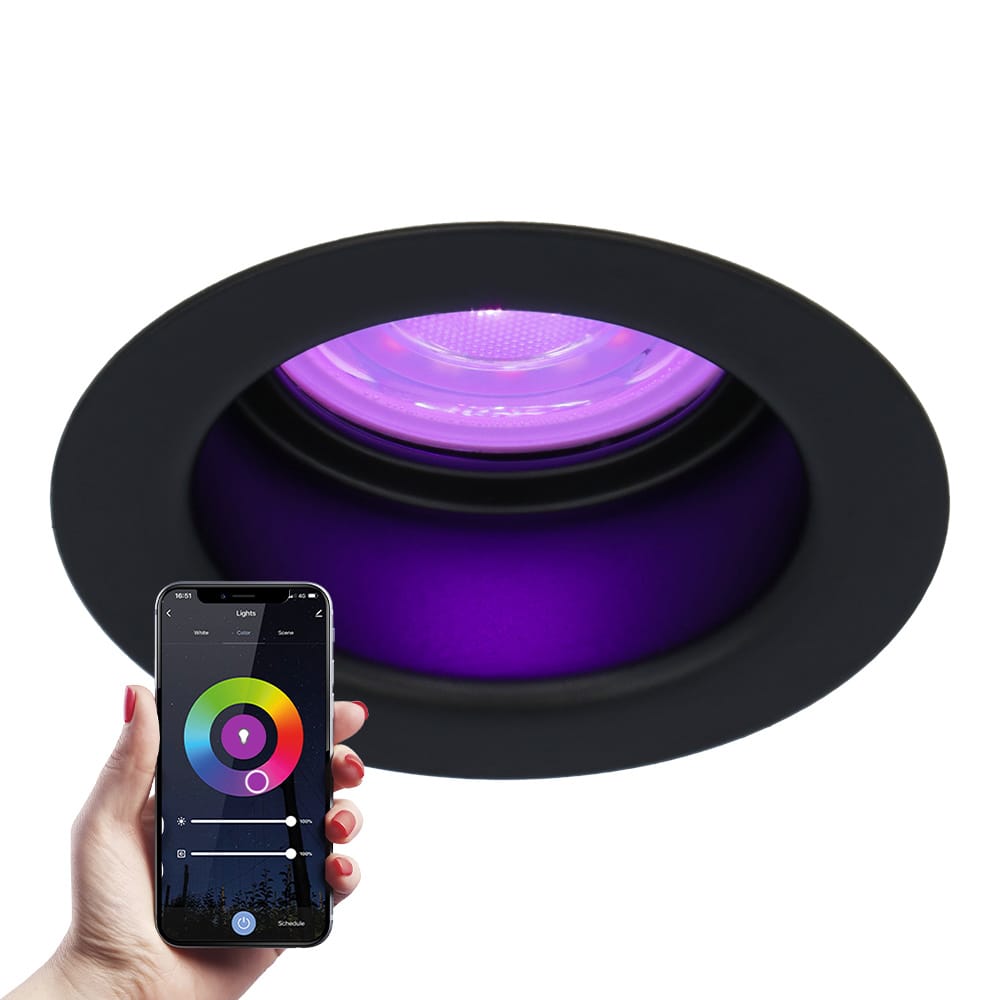 Mari - Smart inbouwspot - IP65 waterdicht - 5,5 Watt 345 Lumen - Wifi + Bluetooth - RGBWW - GU10 - Google Home, Amazon Alexa en Siri - Voor binnen, buiten en badkamer - Zwart afbeelding