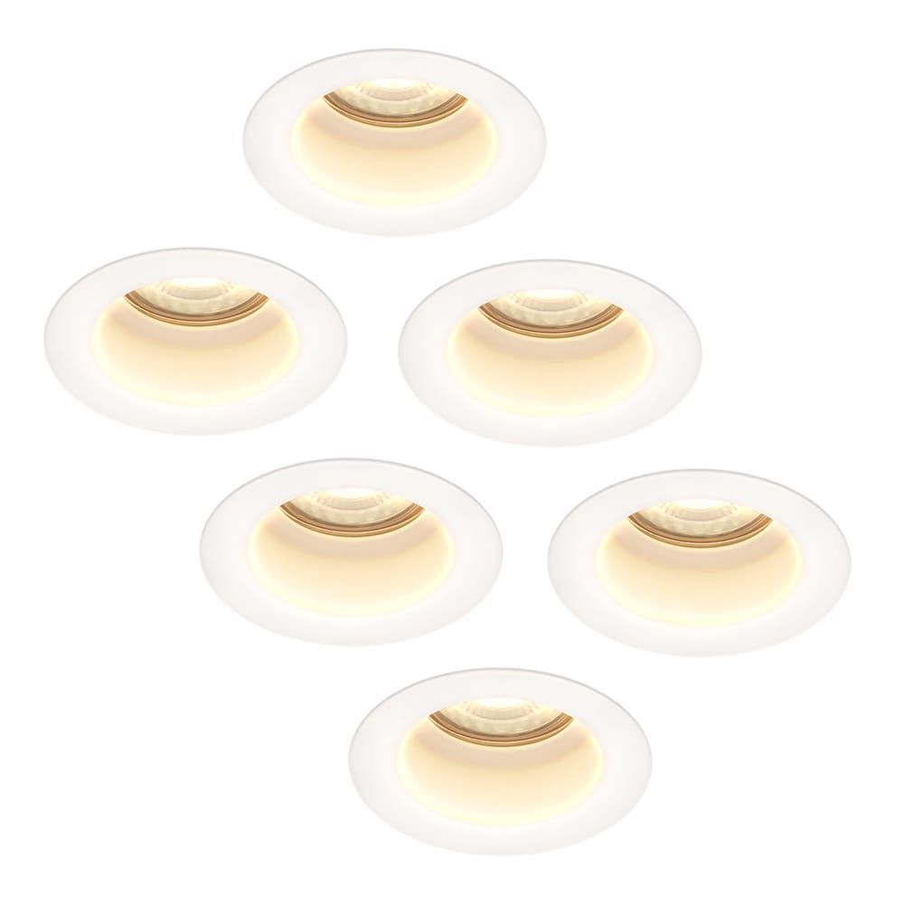 Set van 6 Mari LED inbouwspots verzonken - 4 Watt 345 lumen - 2700K warm wit - GU10 - Dimbaar - Rond - IP65 Waterdicht - Wit - Anti-glare afbeelding