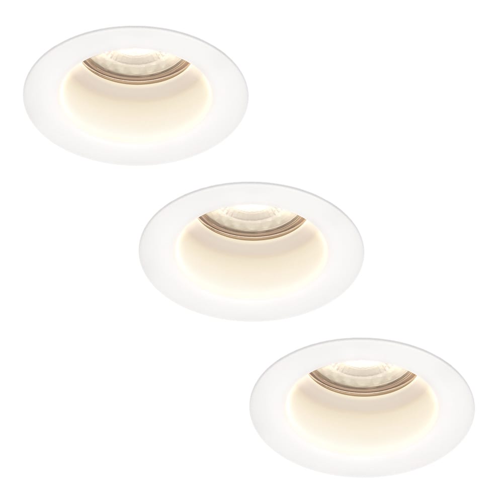 Set van 3 Mari LED inbouwspots verzonken - 5 Watt 400 lumen - 4000K neutraal wit - GU10 - Dimbaar - Rond - IP65 waterdicht - Wit - Anti-glare afbeelding