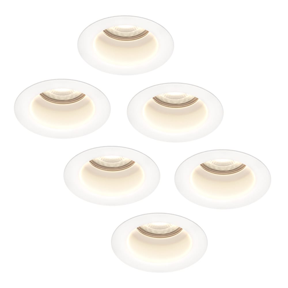 Set van 6 Mari LED inbouwspots verzonken - 5 Watt 400 lumen - 4000K neutraal wit - GU10 - Dimbaar - Rond - IP65 waterdicht - Wit - Anti-glare afbeelding