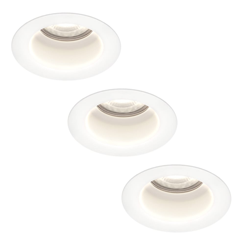 Set van 3 Mari LED inbouwspots verzonken - 5 Watt 400 lumen - 6000K daglicht wit - GU10 - Dimbaar - Rond - IP65 waterdicht - Wit - Anti-glare afbeelding