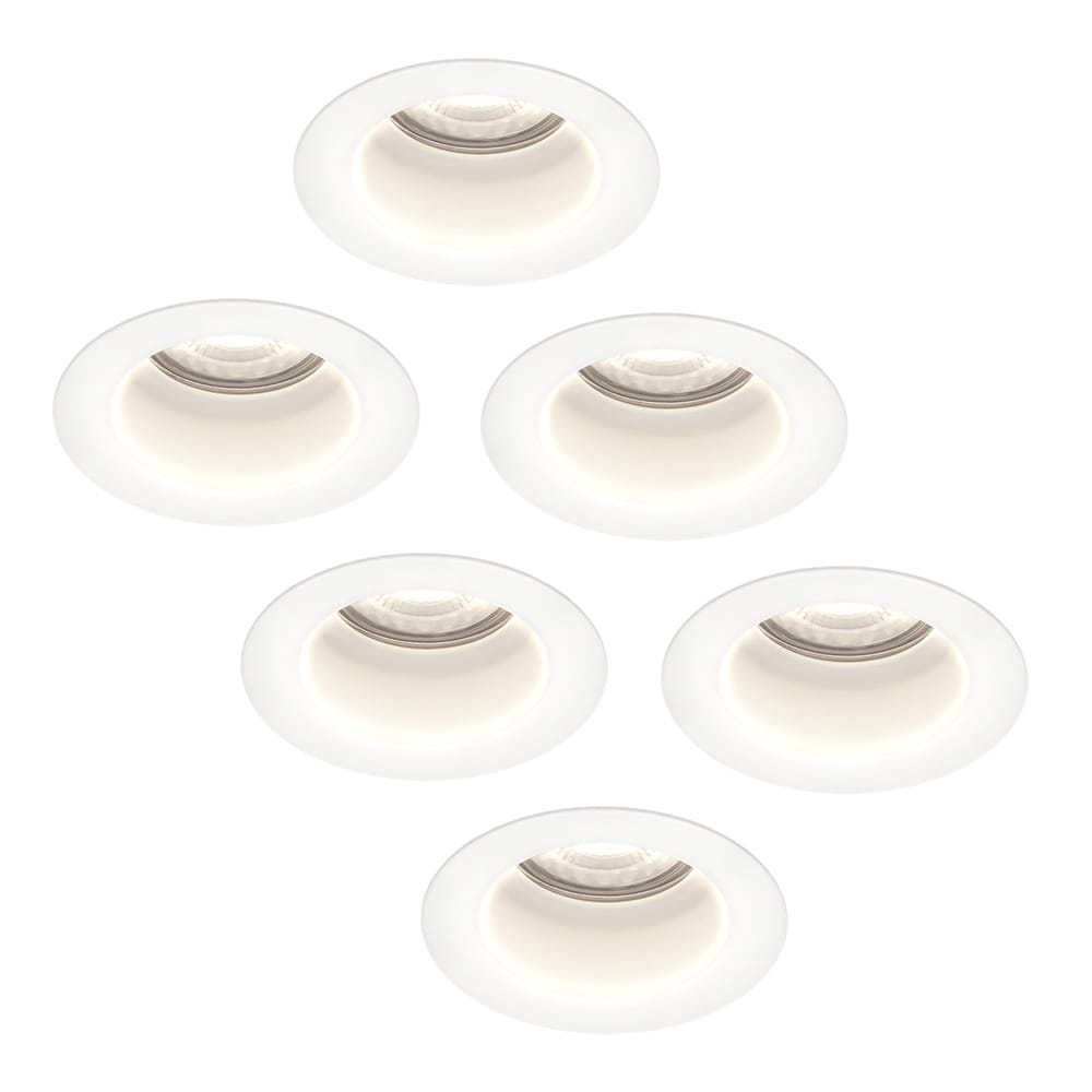 Set van 6 Mari LED inbouwspots verzonken - 5 Watt 400 lumen - 6000K daglicht wit - GU10 - Dimbaar - Rond - IP65 waterdicht - Wit - Anti-glare afbeelding