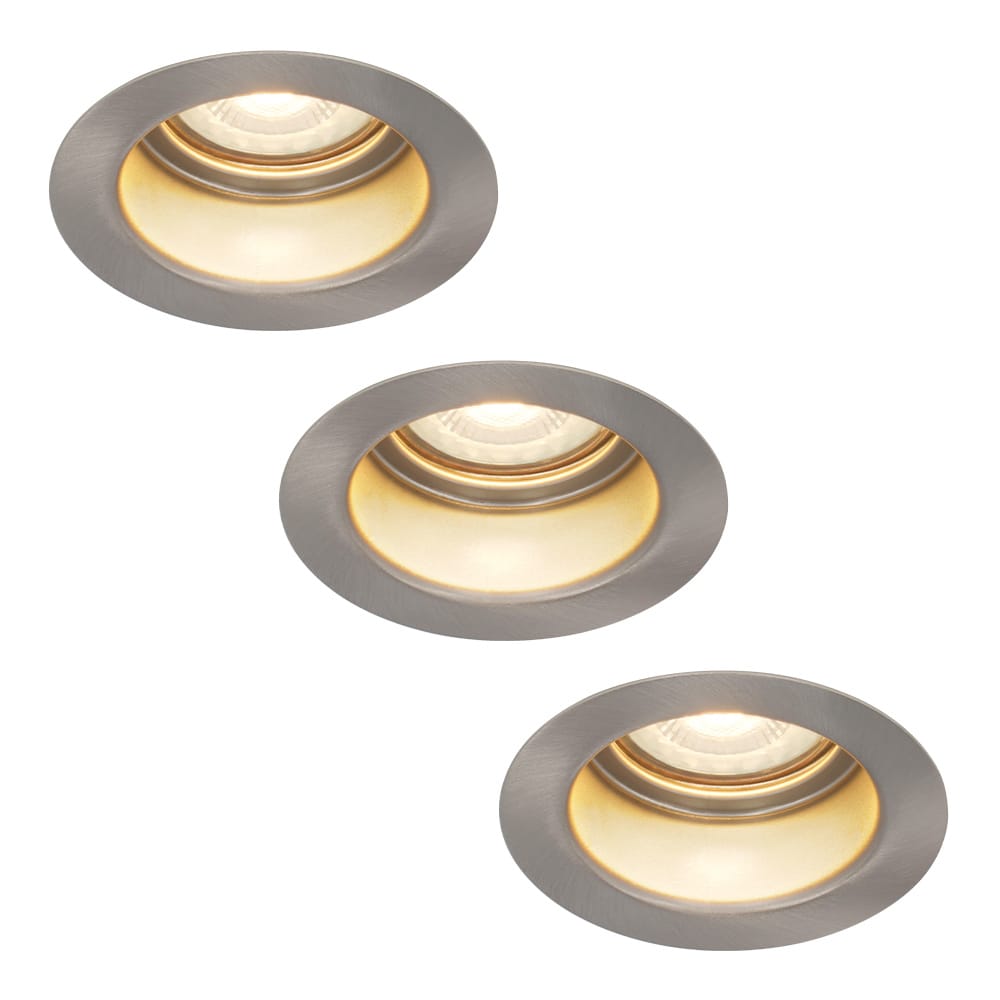Set van 3 Mesa LED inbouwspots verzonken - 4 Watt 345 lumen - 2700K Warm wit - GU10 - Dimbaar - Rond - IP65 Waterdicht - RVS - Anti-glare afbeelding