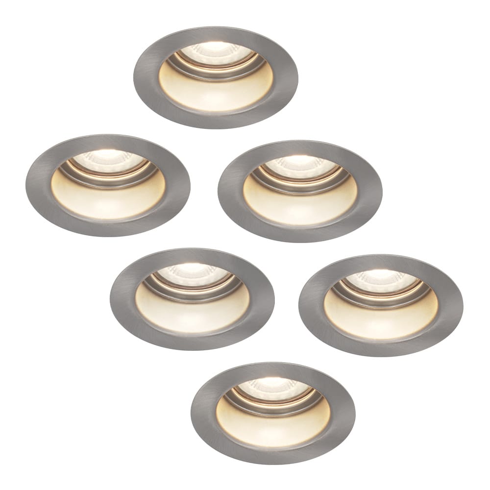 Set van 6 Mesa LED inbouwspots verzonken - 5 Watt 400 lumen - 4000K neutraal wit - GU10 - Dimbaar - Rond - IP65 waterdicht - RVS - Anti-glare afbeelding