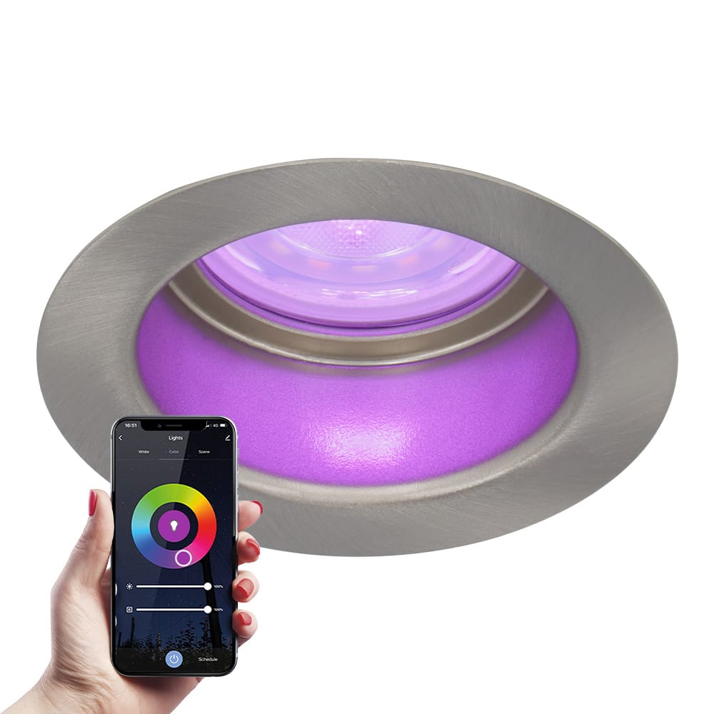 Mari - Smart inbouwspot - IP65 waterdicht - 5,5 Watt 345 Lumen - Wifi + Bluetooth - RGBWW - GU10 - Google Home, Amazon Alexa en Siri - Voor binnen, buiten en badkamer - RVS afbeelding