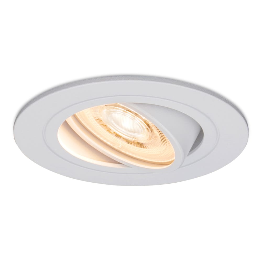 Pittsburg LED inbouwspot - 3,8W 270lm - GU10 LED Module - Extra plat 58mm - 2700K warm wit - Dimbaar - Rond - Kantelbaar - IP20 voor binnen - Wit afbeelding